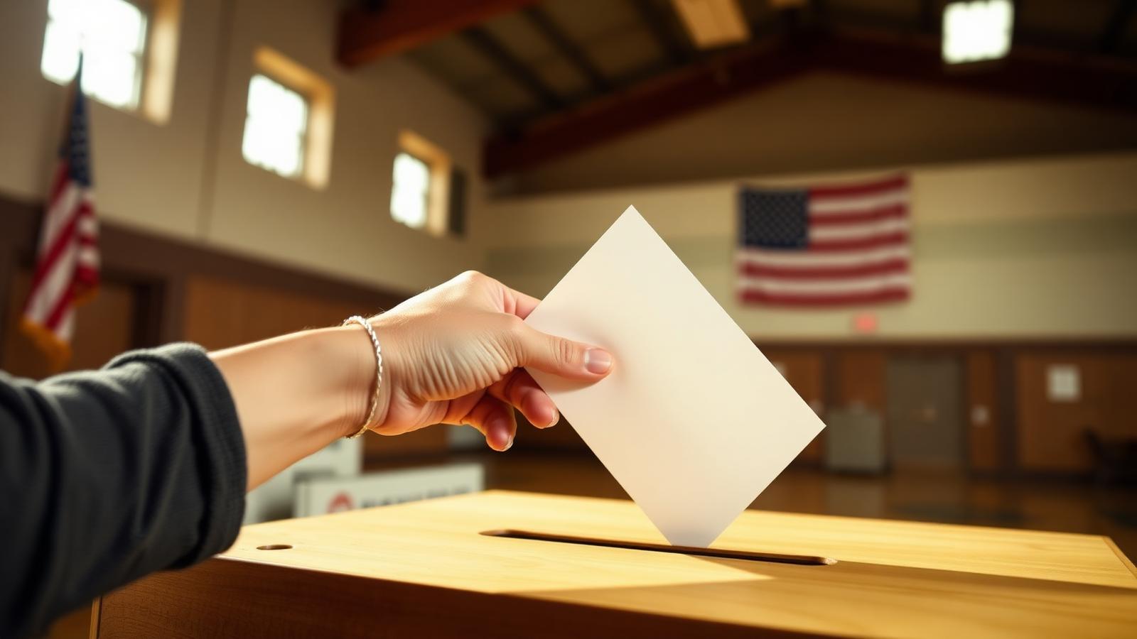 Community members voting at a polling location
